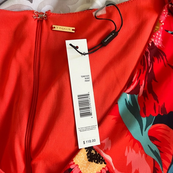 NWT T Tahari Orange Floral Print Maxi Dress - Picture 3 of 6